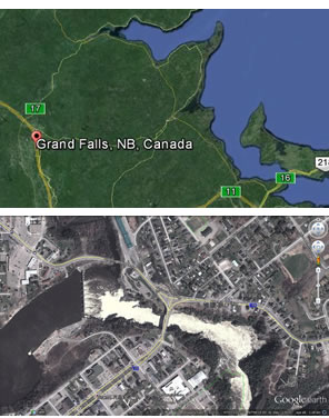 Location of Grand Falls New Brunswick