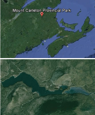 Location of Mount Carleton Provincial Park, New Brunswick